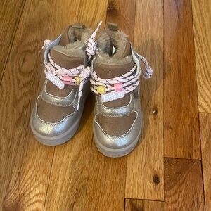 bebe Metallic Pink and Gold Lace-Up Kids Boots